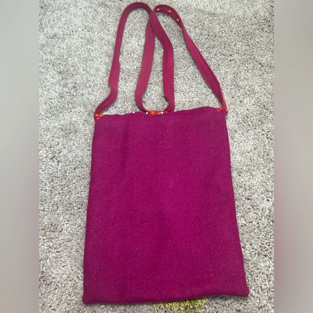 PATIENCE BREWSTER boho Beaded Cotton Crossbody Bag